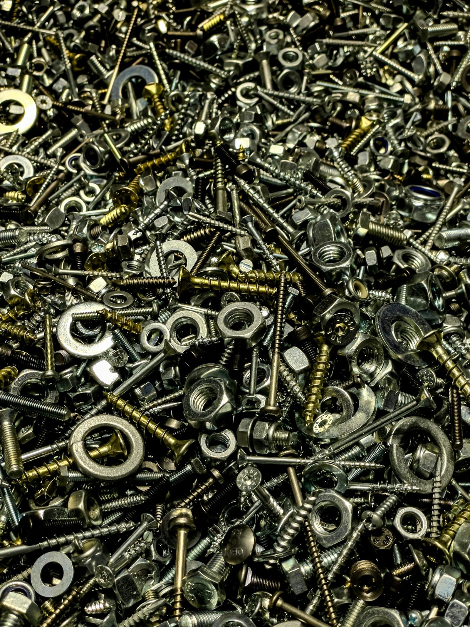 Assorted lock nuts, bolts, and washers