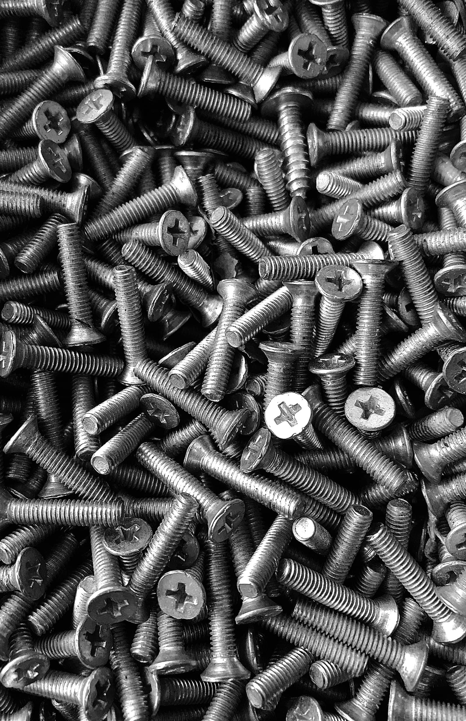 Self-tapping screws on a wooden surface