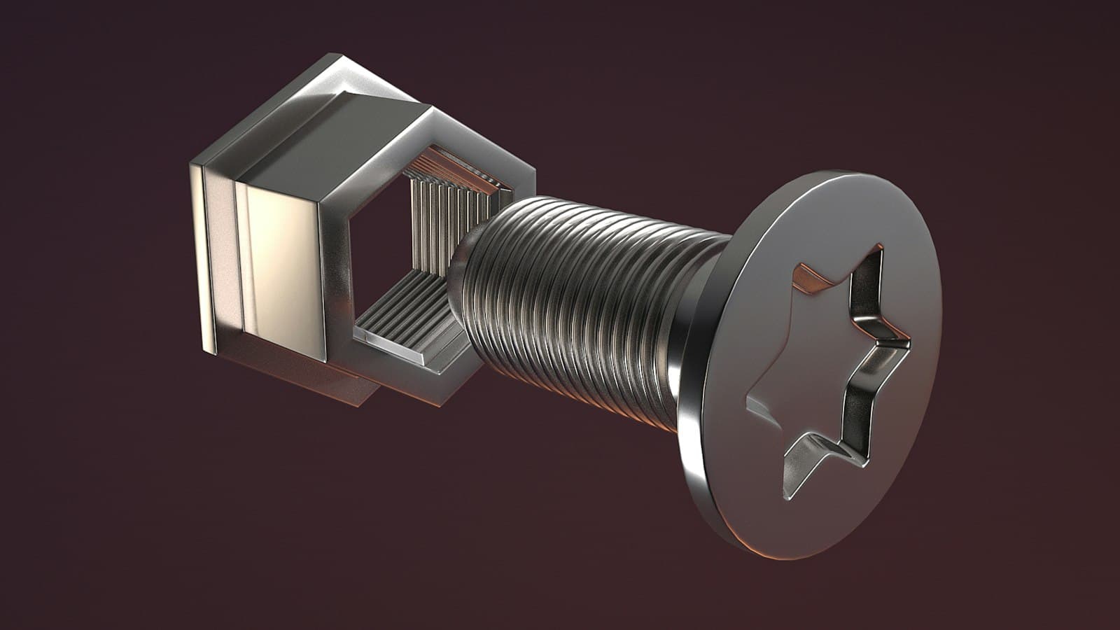 A set screw threaded into a square nut