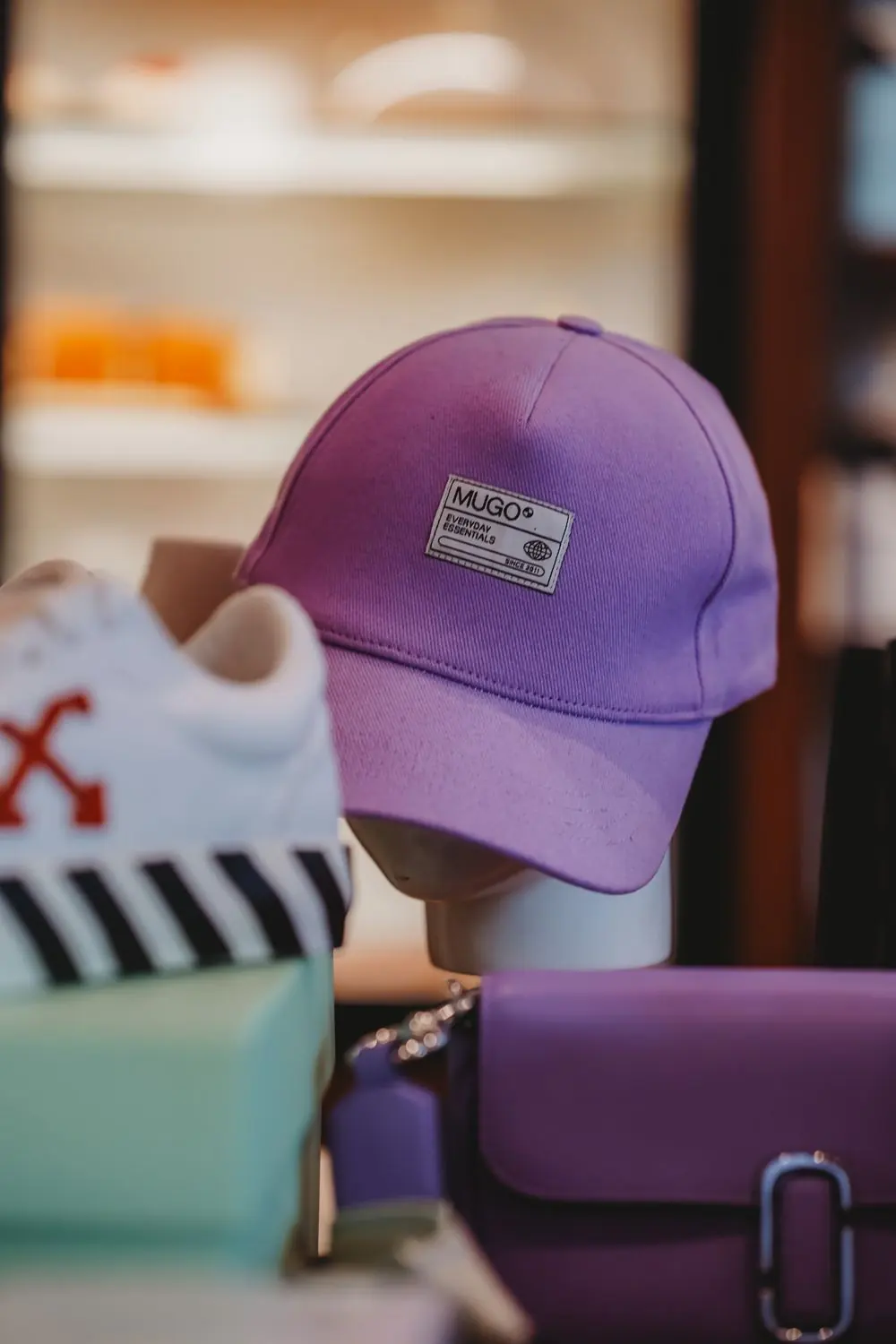 Reference photo 3: purple cap on display — caps we manufacture and export in bulk to South Africa