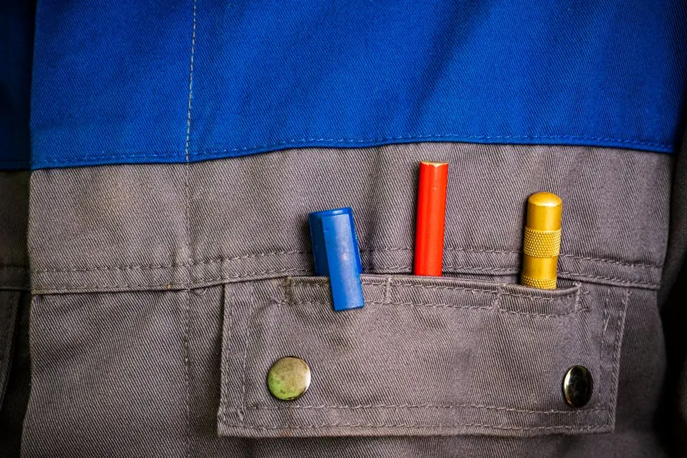 Reference photo 2: workwear jacket pocket with tools — workwear & corporate uniforms we manufacture and export in bulk to United Arab Emirates
